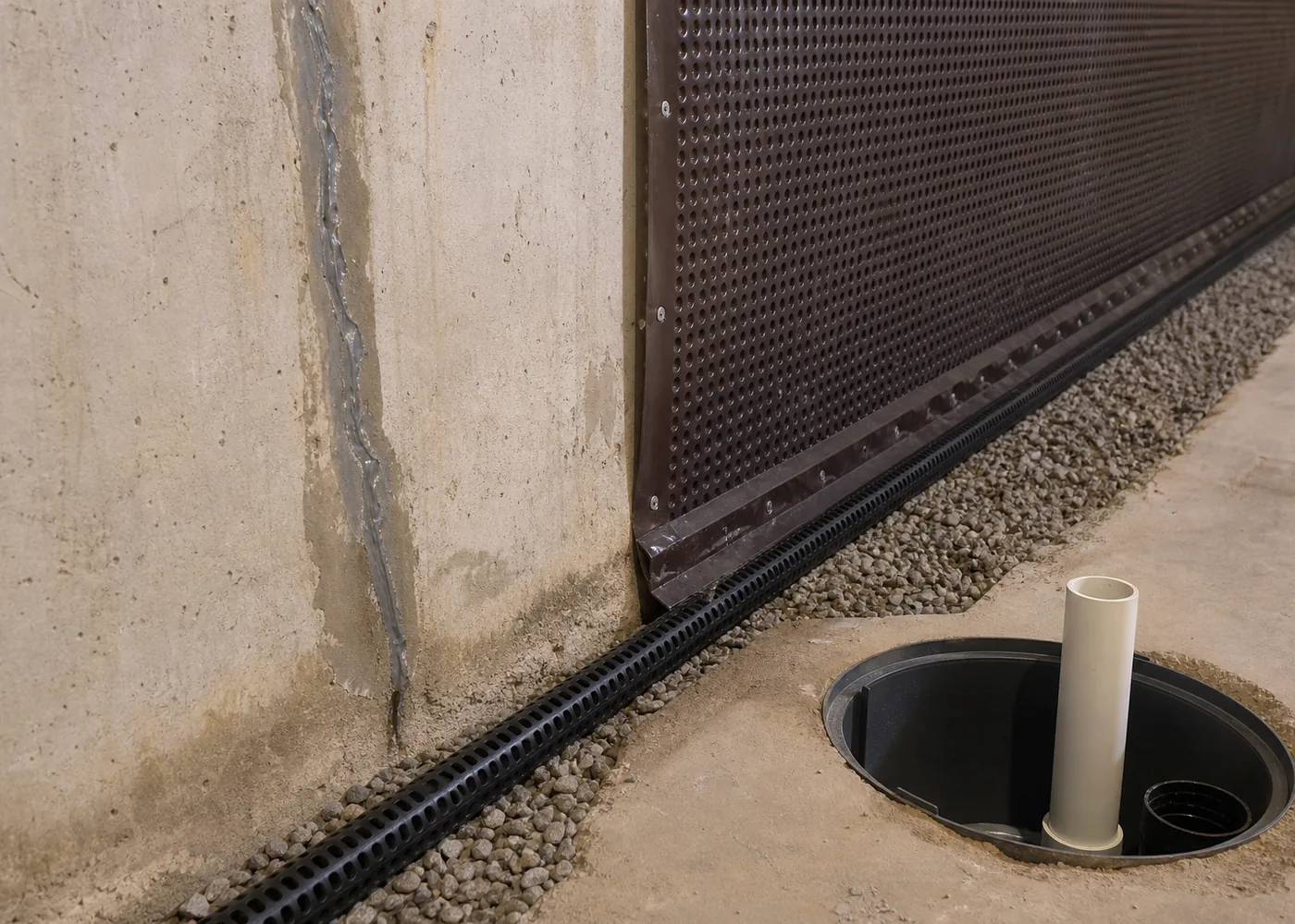 Careful basement waterproofing craftsmanship detail